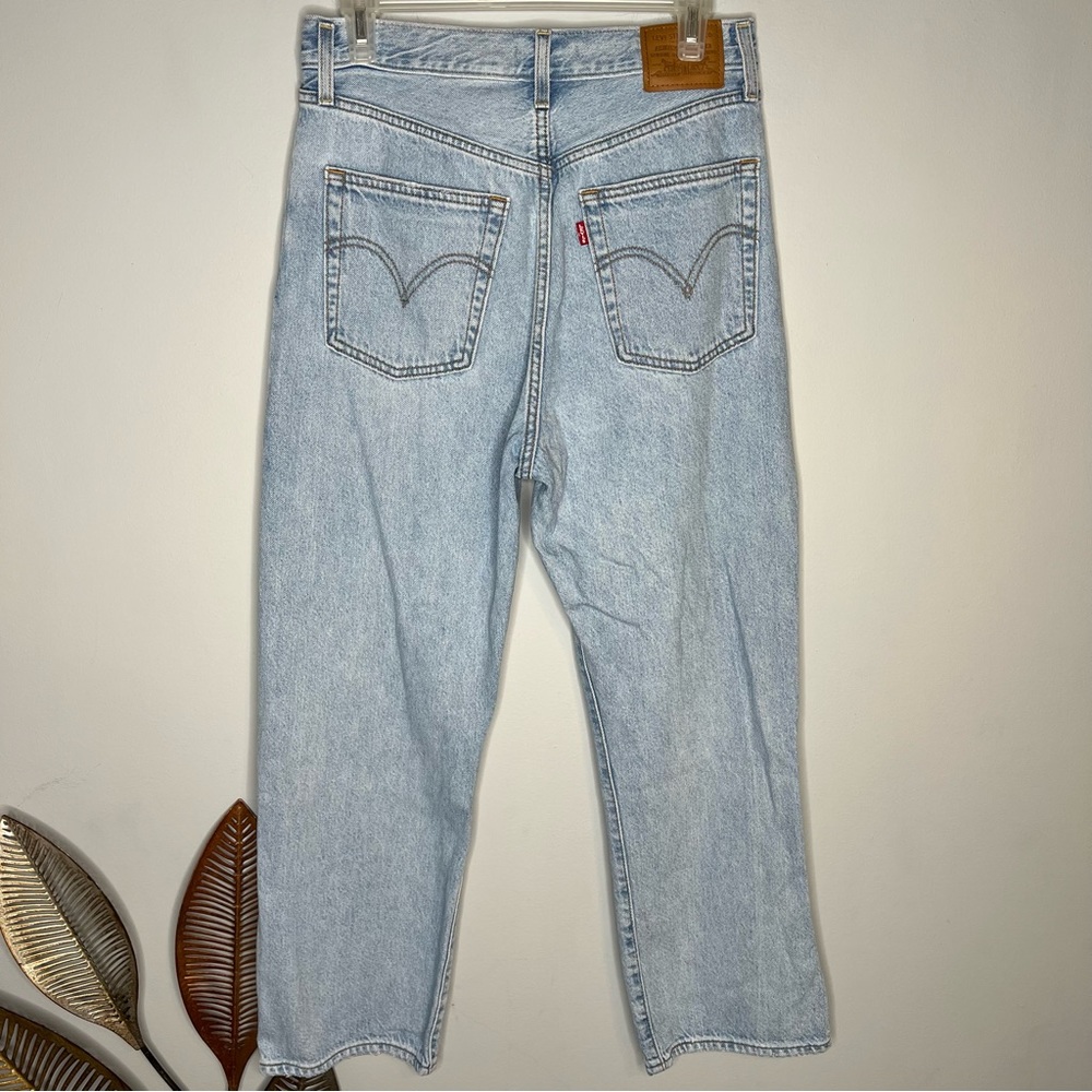 Levi Big E Vintage Style High Waisted Light Wash Ribcage Straight Jeans - Picture 9 of 10